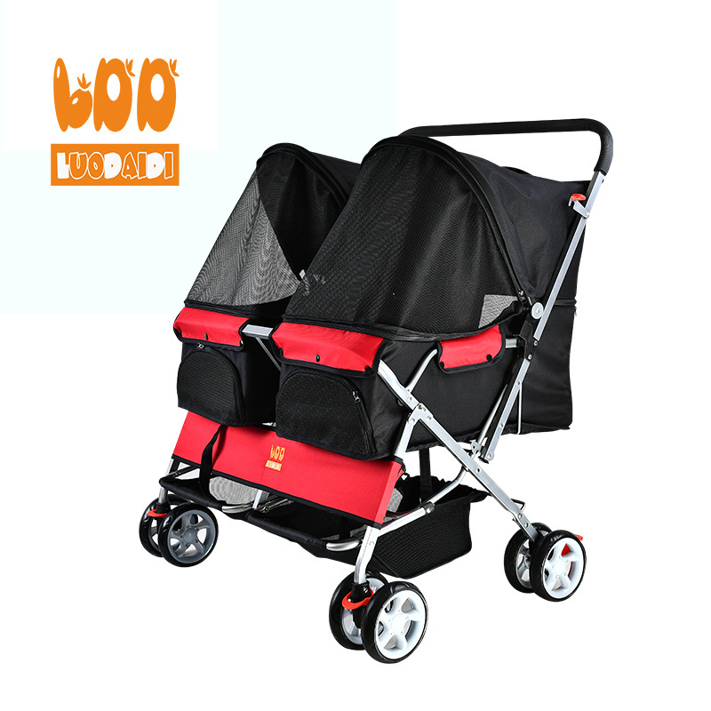 Factory Wholesale 2 Dogs Folding Trolley Twins Double Pet Stroller Dog Stroller Dog pram