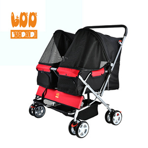 Factory Wholesale 2 Dogs Folding Trolley Twins Double Pet Stroller Dog Stroller Dog pram