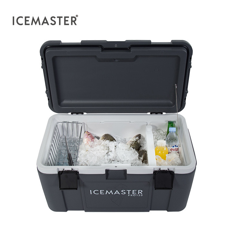 IceMaster Custom Large Capacity 120L Thickened Insulation Layer Stainless Steel Latches Big Size Ice Cooler Box For Fishing