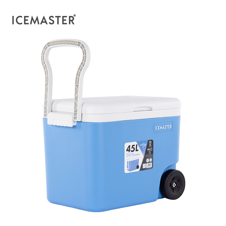 Icemaster 45l Wheeled Cooler Large Capacity Mobile Cooler Camping Lunch Box Food Storage Hard Cooler Box