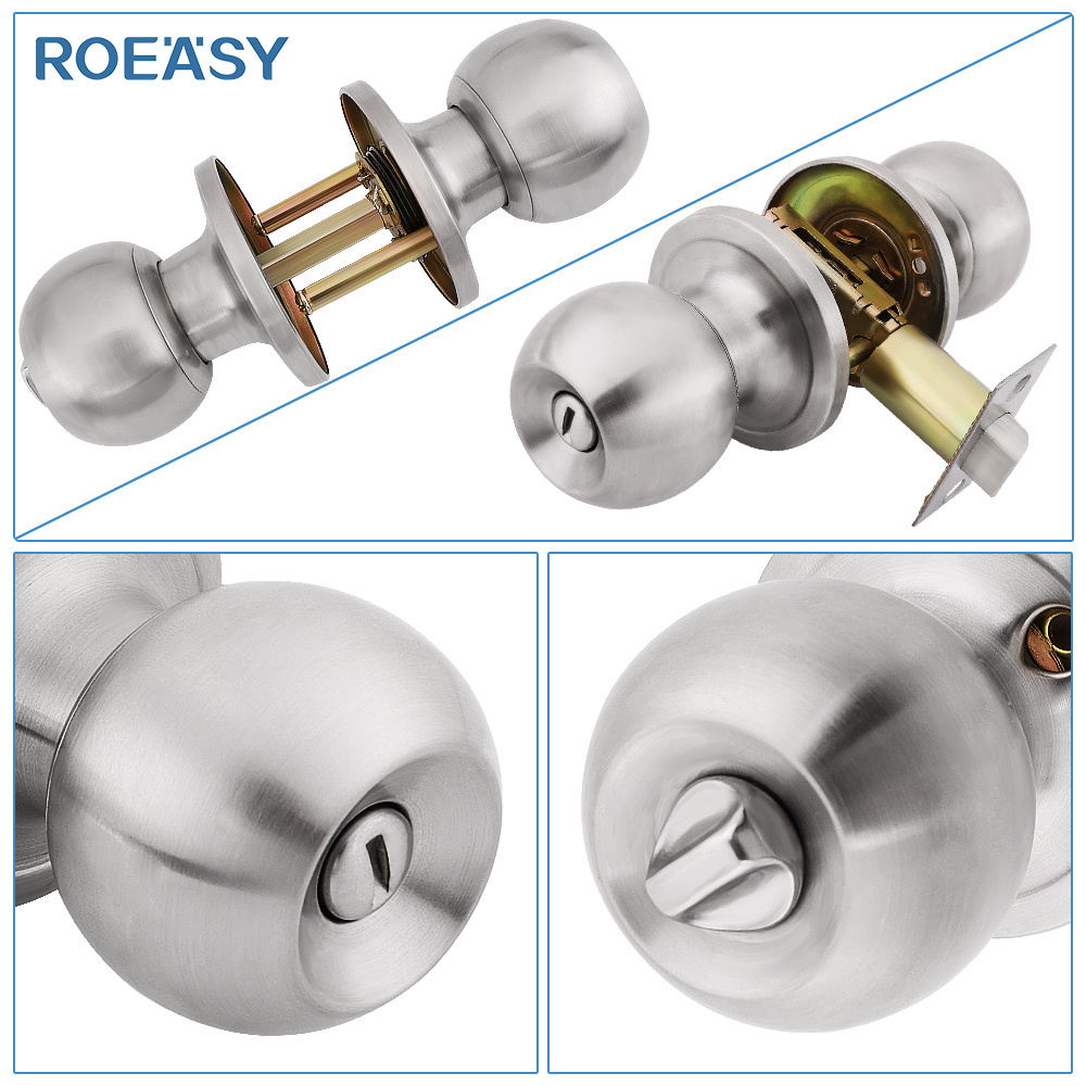 Roeasy America Standard Bathroom Privacy Entrance Tubular Knob Door Locks For Wood Door Cylindrical Door Knob Lock