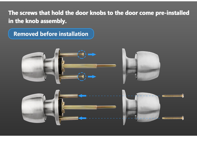 Roeasy America Standard Bathroom Privacy Entrance Tubular Knob Door Locks For Wood Door Cylindrical Door Knob Lock