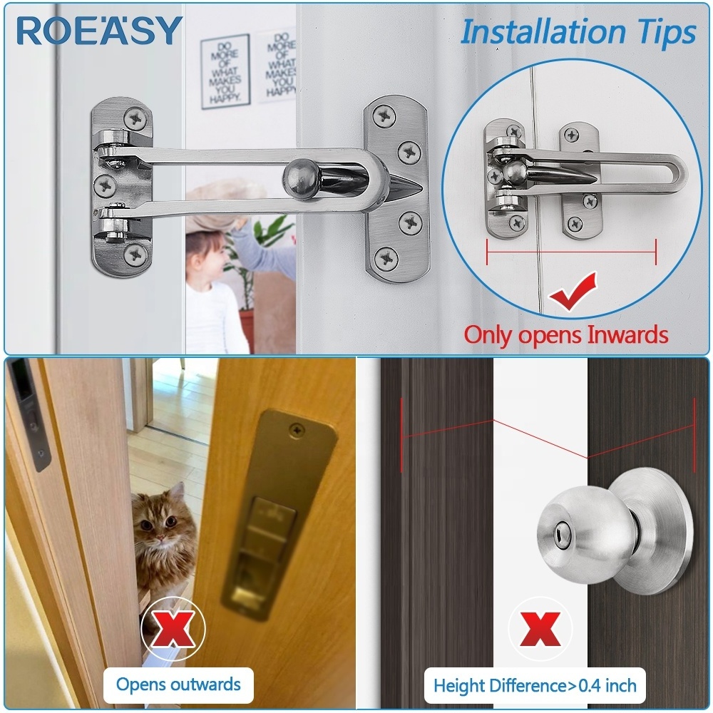 Roeasy Privacy Door Latch Security Zinc Alloy Buckle Button Lock Anti-theft Door Lock Guard Against Theft Clasp Door Latch Bolt