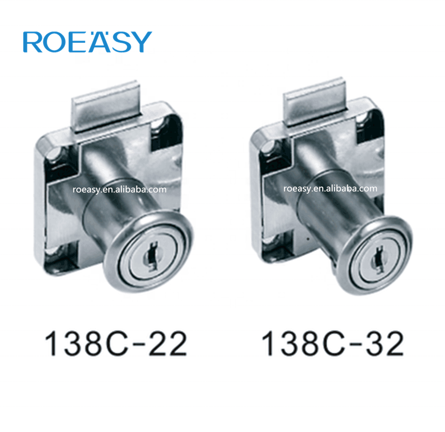 Roeasy Hot Sell Product Furniture Hardware Desk Drawer Lock for Furniture138-22c Bedroom Furniture Iron Modern Nickel Plated