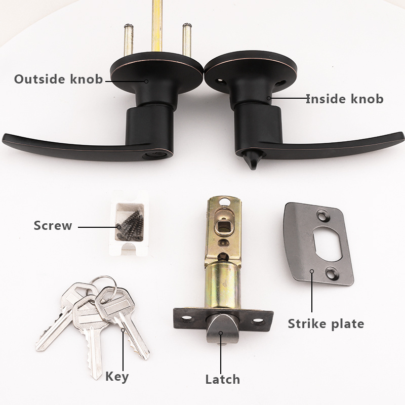 Roeasy Factory Price Black Door Handle Sets Interior Handle Door Lock Sets Level Lock ORB Zinc Alloy Tubular Handle Door Lock