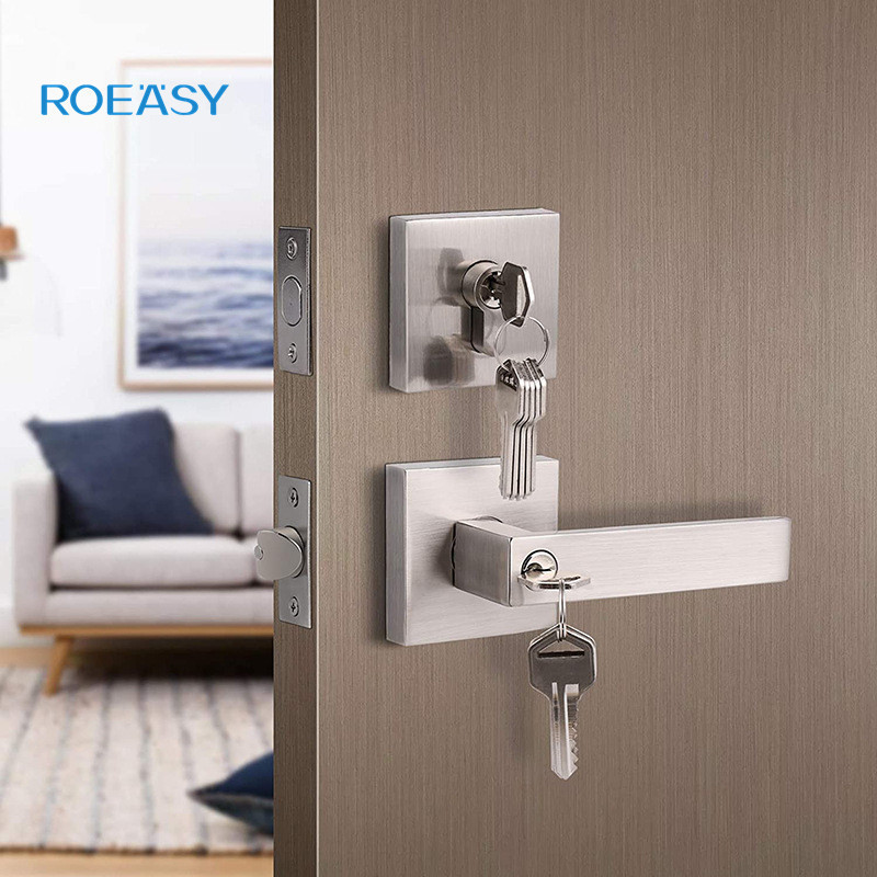 Roeasy Durable Lever Door Handle Lock With Double Cylinder Deadbolt Door Lock