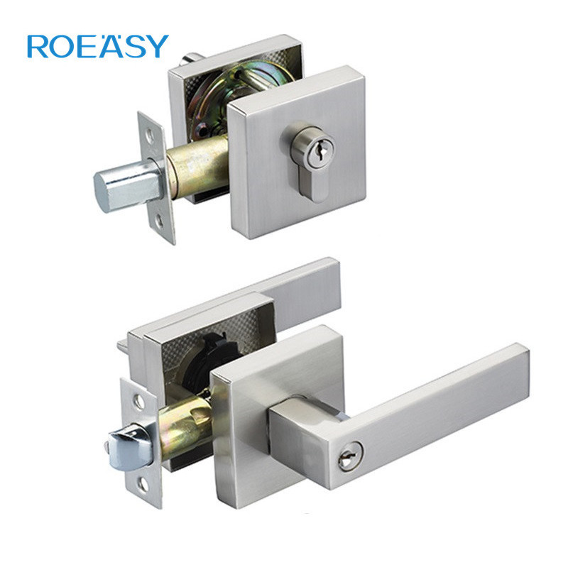 Roeasy Durable Lever Door Handle Lock With Double Cylinder Deadbolt Door Lock