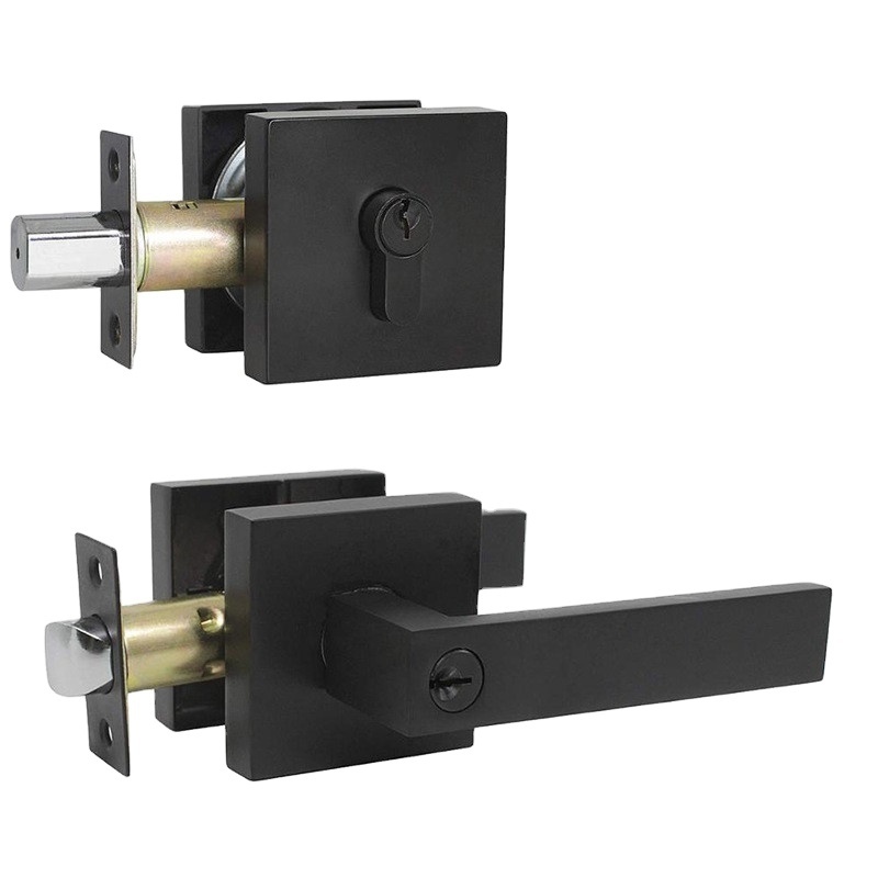 Roeasy Durable Lever Door Handle Lock With Double Cylinder Deadbolt Door Lock