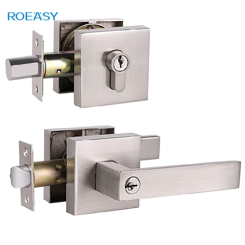 Roeasy Durable Lever Door Handle Lock With Double Cylinder Deadbolt Door Lock