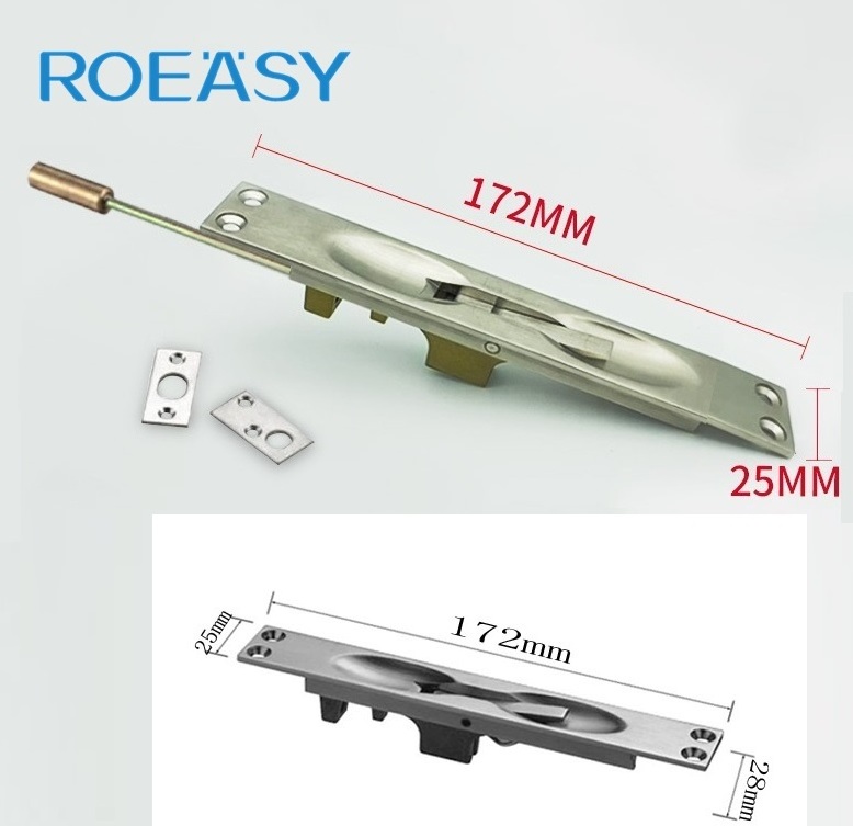 Roeasy Door Flat Bolt Surface Mounted Door Bolts Extension Security Lever Action Flush Latch Slide Door Brass Flush Bolt