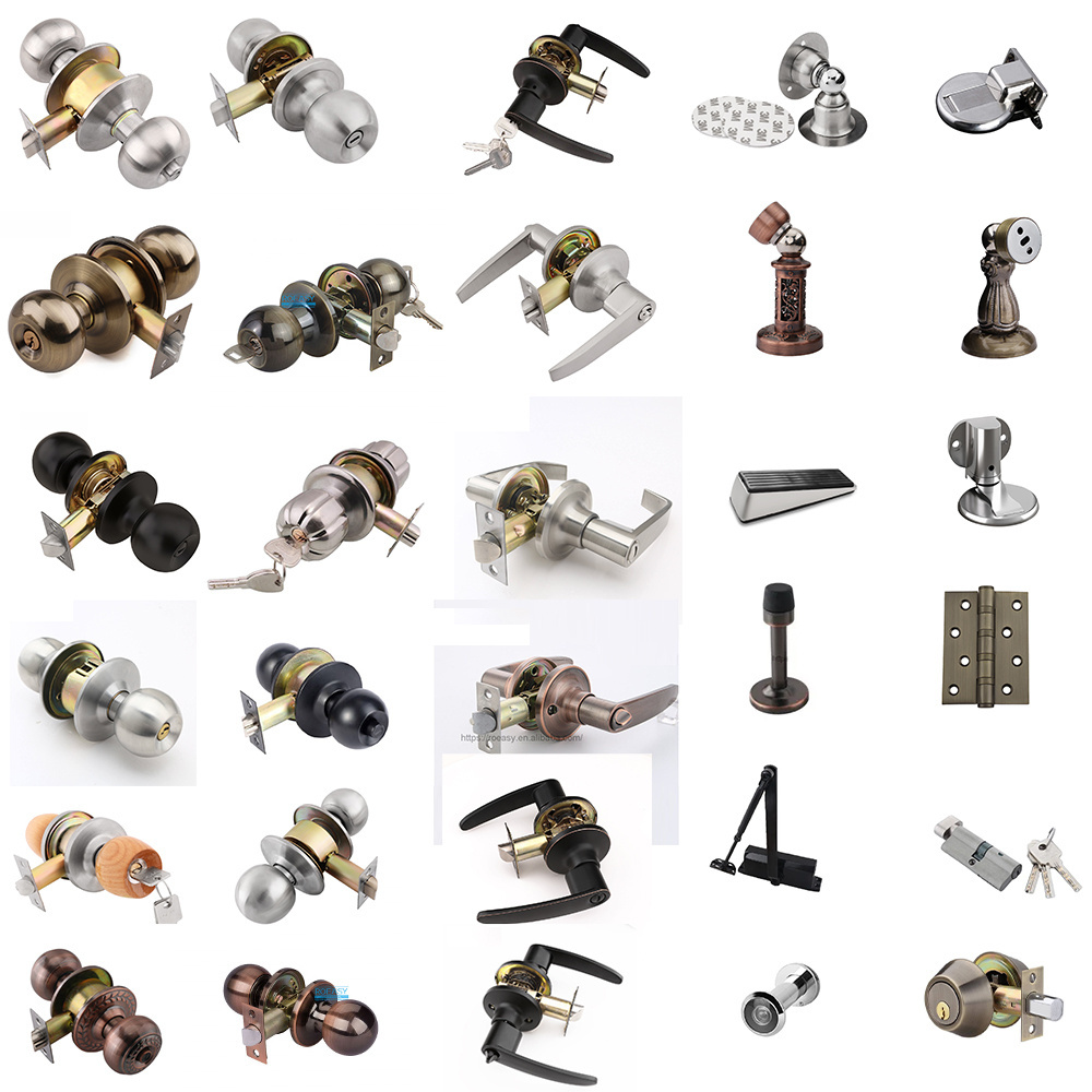 ROEASY stainless steel cylindrical round knob lockset deadbolt door lock entrance privacy tubular latch cylindrical knob lock