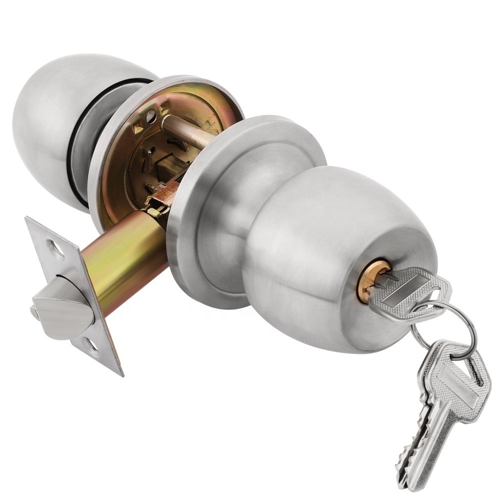 ROEASY stainless steel cylindrical round knob lockset deadbolt door lock entrance privacy tubular latch cylindrical knob lock