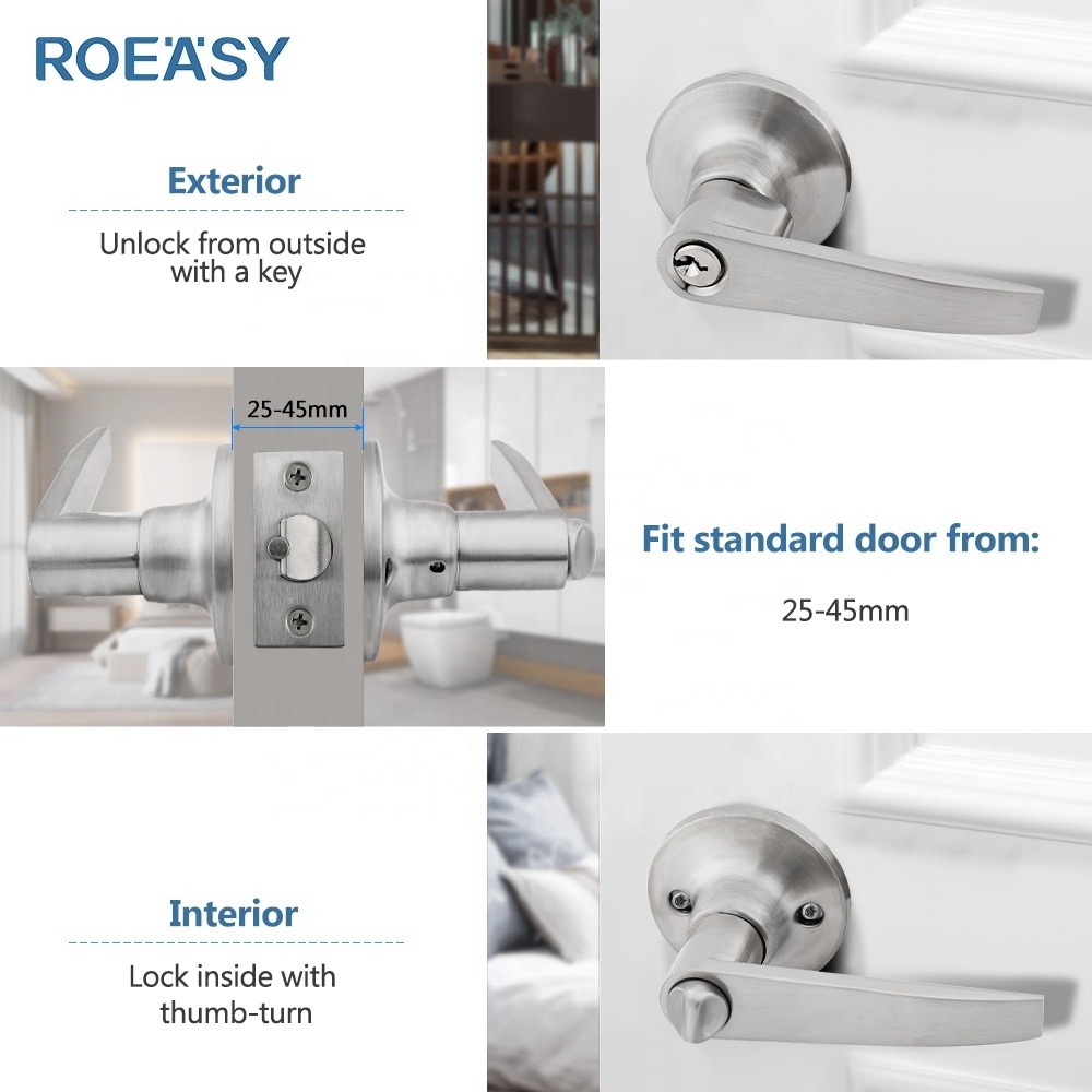 Roeasy heavy duty zinc alloy bedroom door lock  locks handle lockset privacy door locks and handles