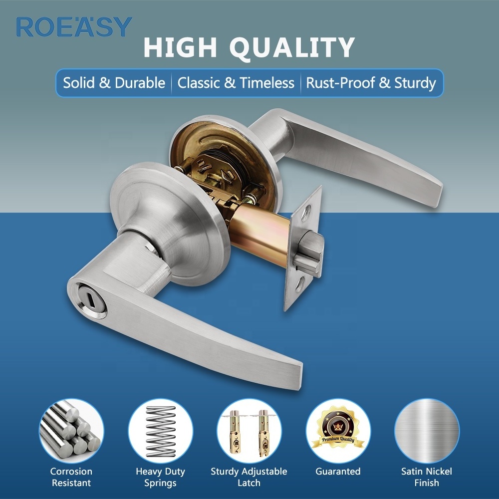 Roeasy entry door tubular lever handle latch lock brass lever door handle mortise interior door lock