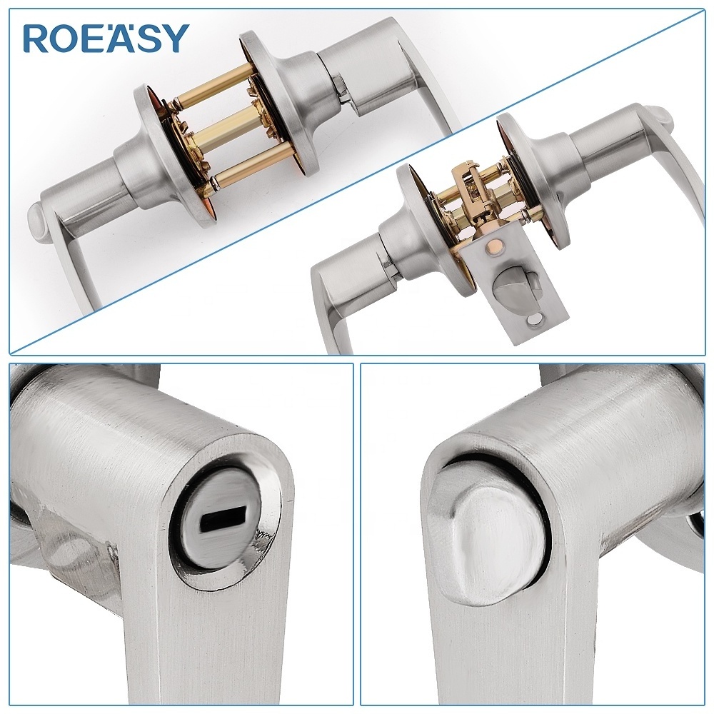 Roeasy entry door tubular lever handle latch lock brass lever door handle mortise interior door lock