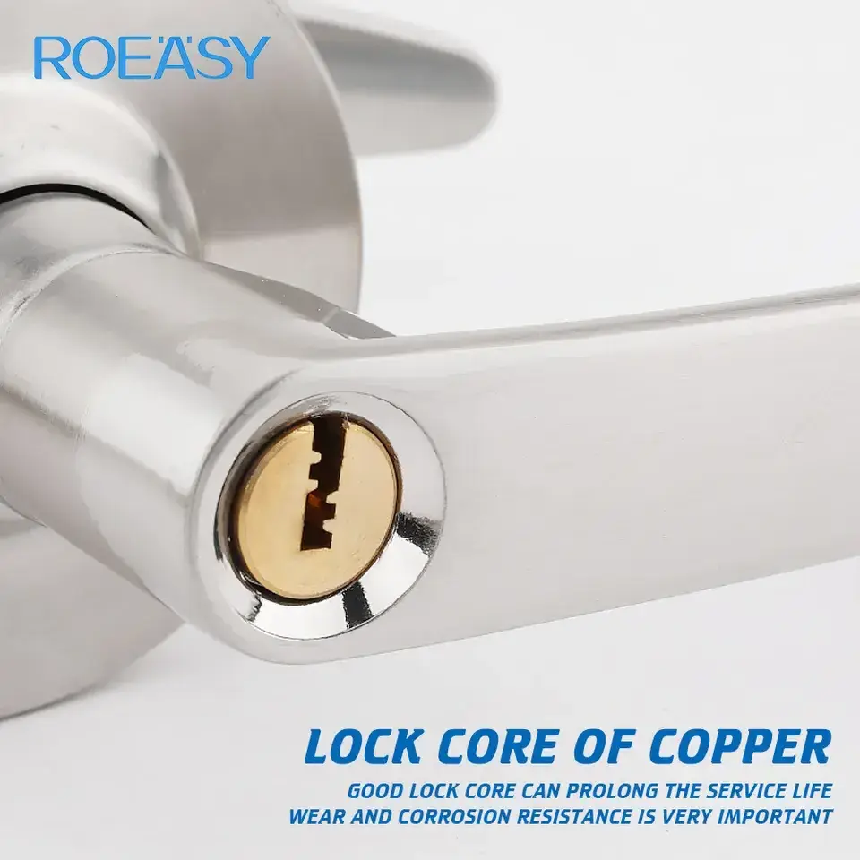 Roeasy door lever handle lock door lock handle set swing entry privacy lockset stainless steel tubular leverset door handle lock