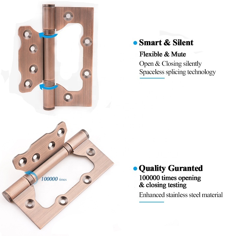 Roeasy Stainless Steel Hinges 4 Inch Flush Butterfly Double Swing SS Aluminium Door Hinges