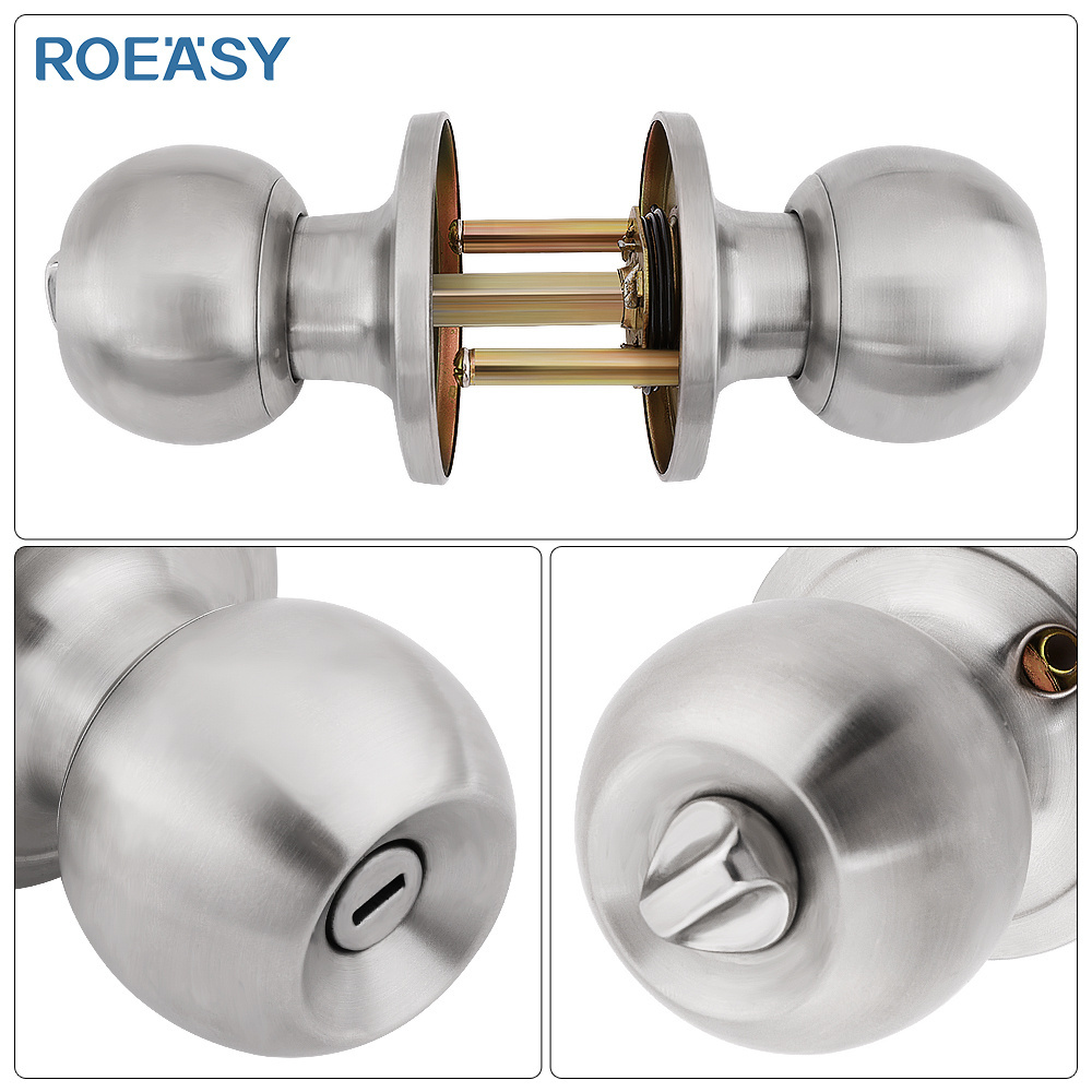 Roeasy privacy stainless steel tubular knob lock interior door lock knob bathroom locks