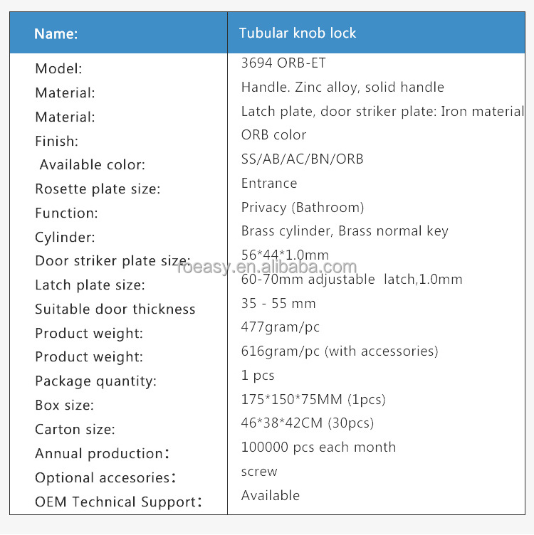 Roeasy Bathroom Locks Commercial Zinc Alloy Satin Nickel Safe Privacy Tubular Lever Handles Door Hardware Entry Door Lever Lock