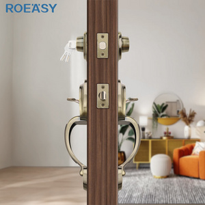 Roeasy gate latch lock double side key open door handle lock set handle door metal gate lock