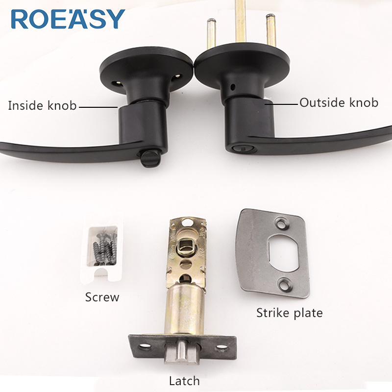 Roeasy hotel bathroom tubular lever door handle door lock bathroom privacy keyless door handle lever lock