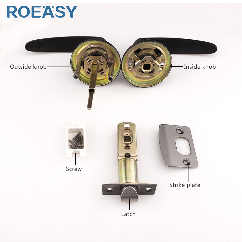 Roeasy hotel bathroom tubular lever door handle door lock bathroom privacy keyless door handle lever lock