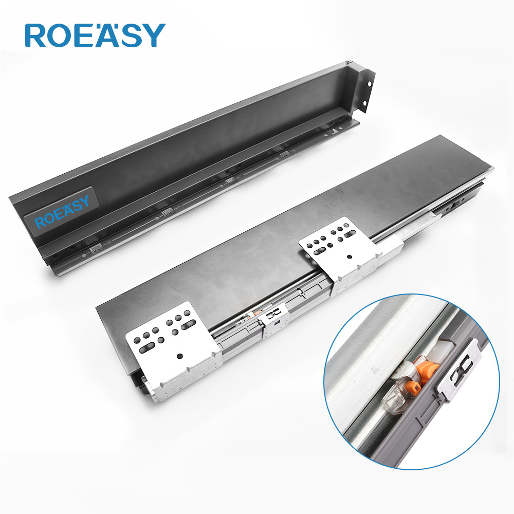 Roeasy TD195CT 84 118 150 182 mm Slim Metal Box Kitchen Cabinet Drawers Slide Channel Slim Tandem Drawer Metal Buffer Box Drawer