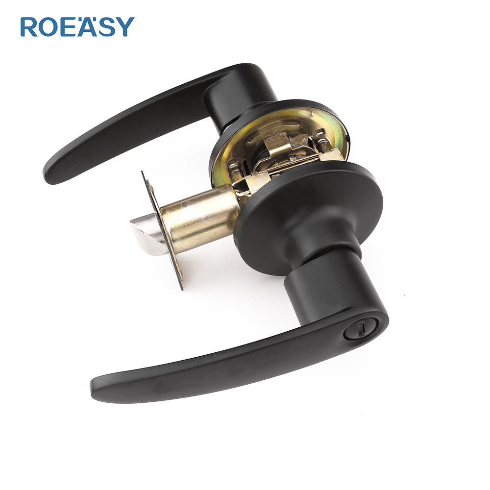 Roeasy exterior front chrome door handle set hujiang door handle lock set classic matte black door handle with lock set