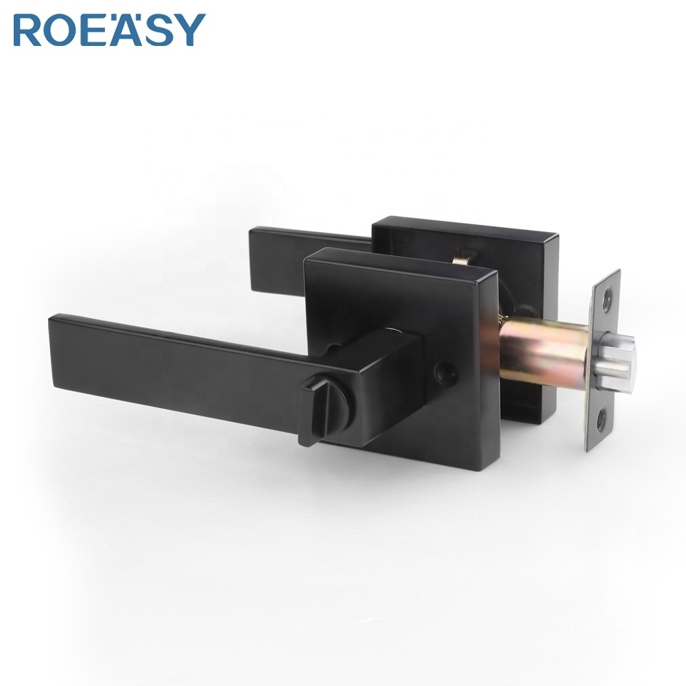 Roeasy black door handle locks for wooden wood door lock lever handle for interior doors