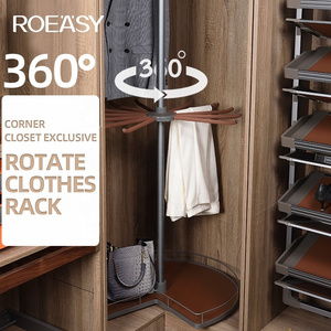 Roeasy Clothes Rack Wardrobe Accessories Three Layers Rotating Clothes Basket Pants Hanging Rack In Closet Corner