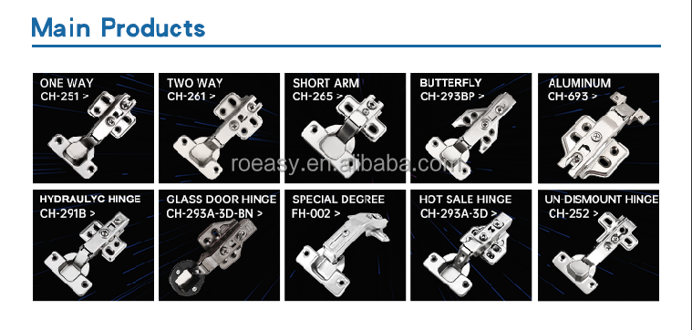 Roeasy Free Sample Furniture Wardrobe hydraulic Hinges Folding Kitchen Cabinet Hinges Close Hidden Cabinet Door Hinge