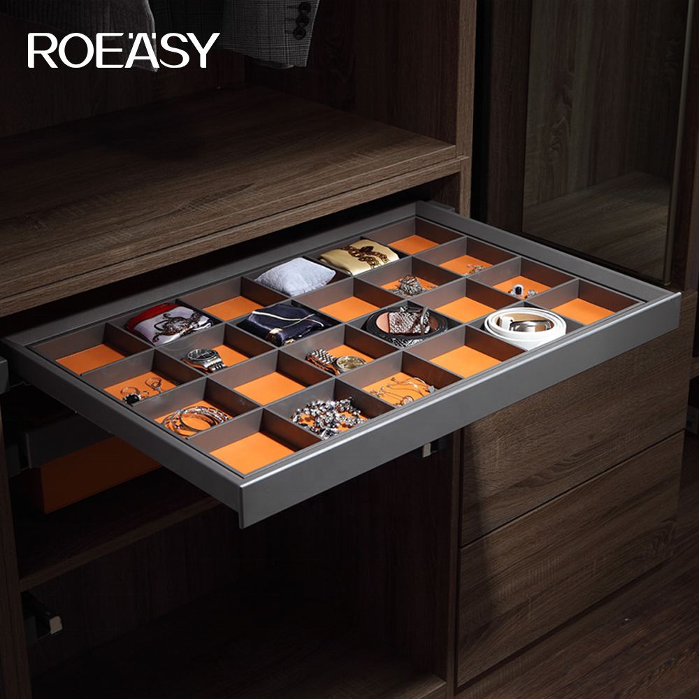 Roeasy Bedroom Closet Pull Out Drawer Wardrobe Accessories Organizer Storage Boxes Jewellery Box Leather Wardrobe Jewelry Box