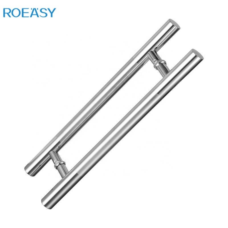 Roeasy Stainless Steel Pull Door Handle Mirror Satin Finish Long Size H Shaped Sliding Glass Door control Handles