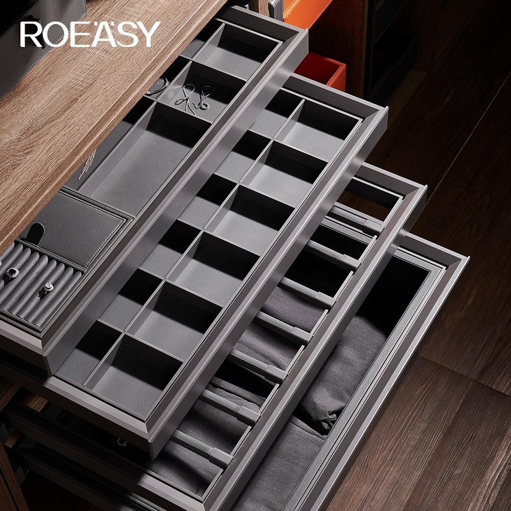 Roeasy Bedroom Closet Pull Out Drawer Wardrobe Accessories Organizer Storage Boxes Jewellery Box Leather Wardrobe Jewelry Box