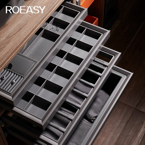 Roeasy Bedroom Closet Pull Out Drawer Wardrobe Accessories Organizer Storage Boxes Jewellery Box Leather Wardrobe Jewelry Box