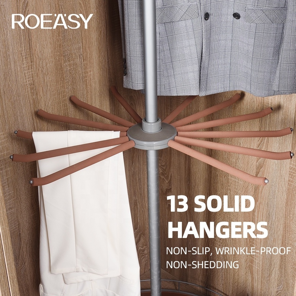 Roeasy Clothes Rack Wardrobe Accessories Three Layers Rotating Clothes Basket Pants Hanging Rack In Closet Corner