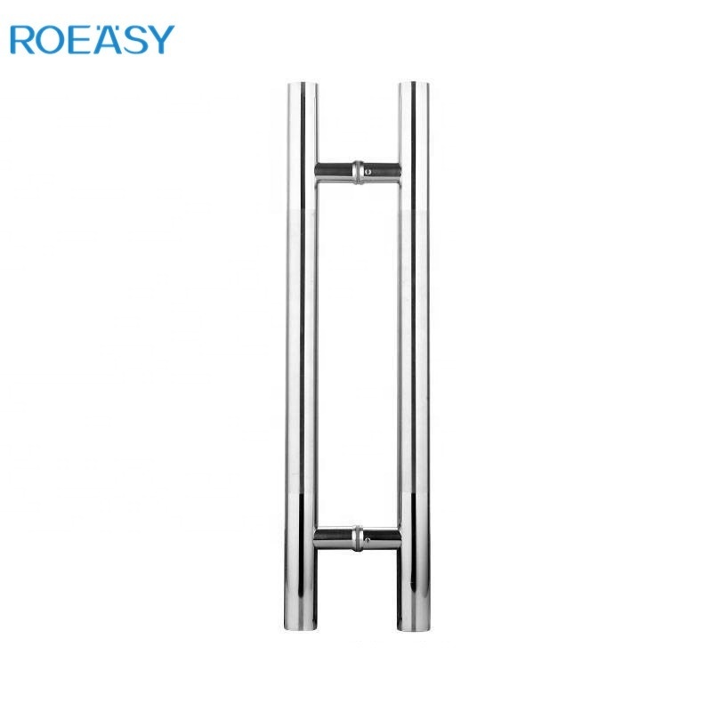 Roeasy Stainless Steel Pull Door Handle Mirror Satin Finish Long Size H Shaped Sliding Glass Door control Handles