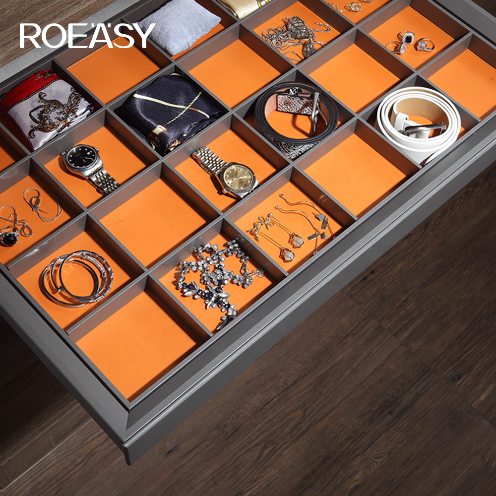 Roeasy Bedroom Closet Pull Out Drawer Wardrobe Accessories Organizer Storage Boxes Jewellery Box Leather Wardrobe Jewelry Box