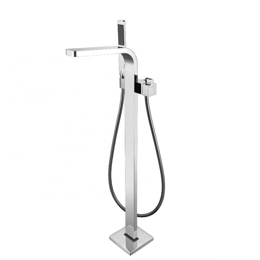 CUPC approved bathroom shower mixer floor standing tap matching stand bath tub, brass floor mounted  freestanding bathtub faucet