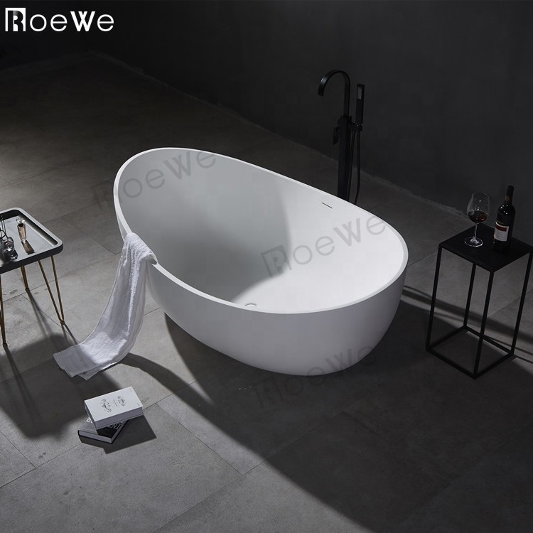 black artificial marble bathroom tub two person large size freestanding solid surface composite stone resin bathtub