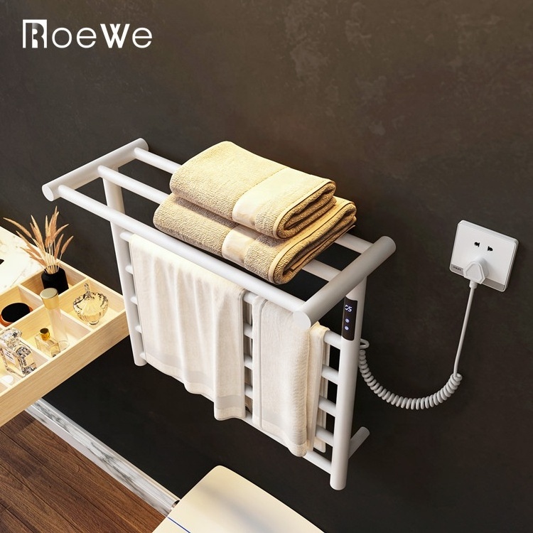 CE approved electric heated towel rail bathroom radiators white black wall mounted towel bar heater rack