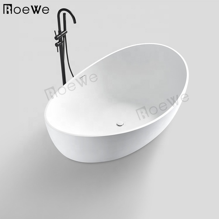 black artificial marble bathroom tub two person large size freestanding solid surface composite stone resin bathtub