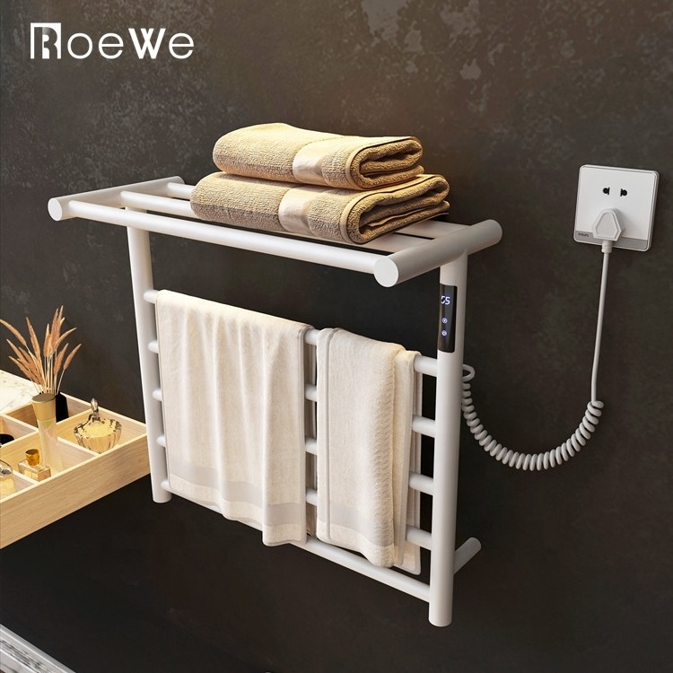 CE approved electric heated towel rail bathroom radiators white black wall mounted towel bar heater rack