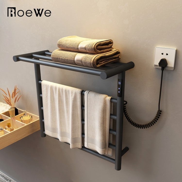 CE approved electric heated towel rail bathroom radiators white black wall mounted towel bar heater rack