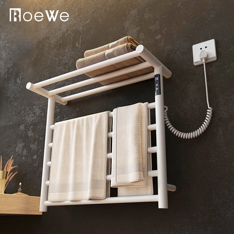 CE approved electric heated towel rail bathroom radiators white black wall mounted towel bar heater rack