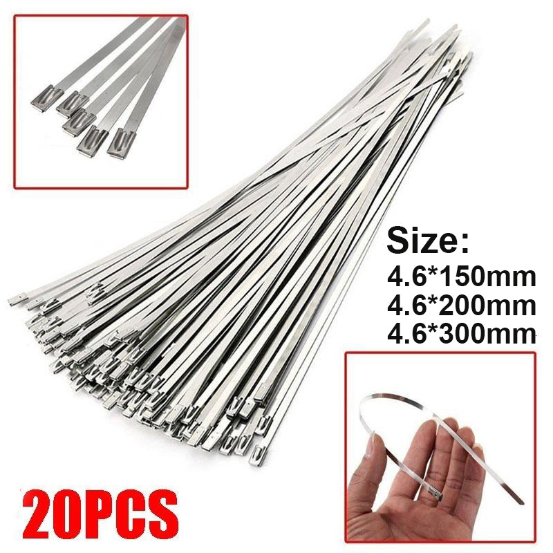 Stainless Steel Metal Cable Ties Zip Exhaust Wrap Coated Metal Zip-Exhaust self-Locking Cable Ties