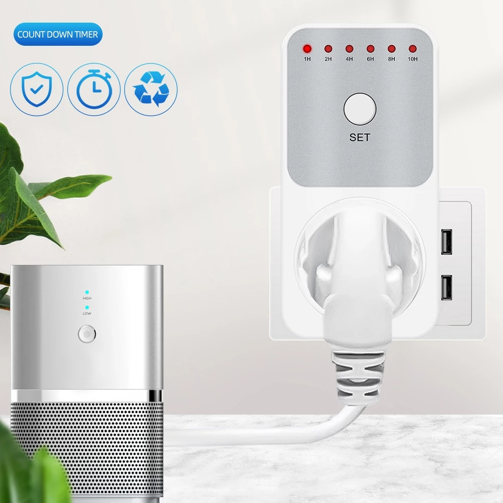 ROEY Countdown Timer Socket Intelligent Time Setting Control Socket Kitchen Electricity Power Metering Socket