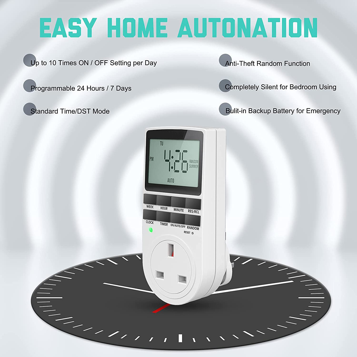 Digital Timer Plug Socket Electrical Programmable Plug Timer Switch Anti-Theft Random and Summer Timer Socket