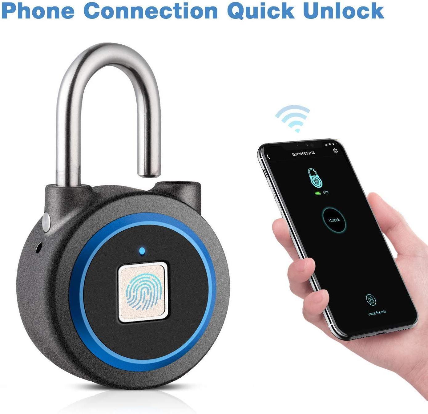 Smart Electronic Keyless Gym Fingerprint Locker Lock Alarm/Smart APP Fingerprint Padlock