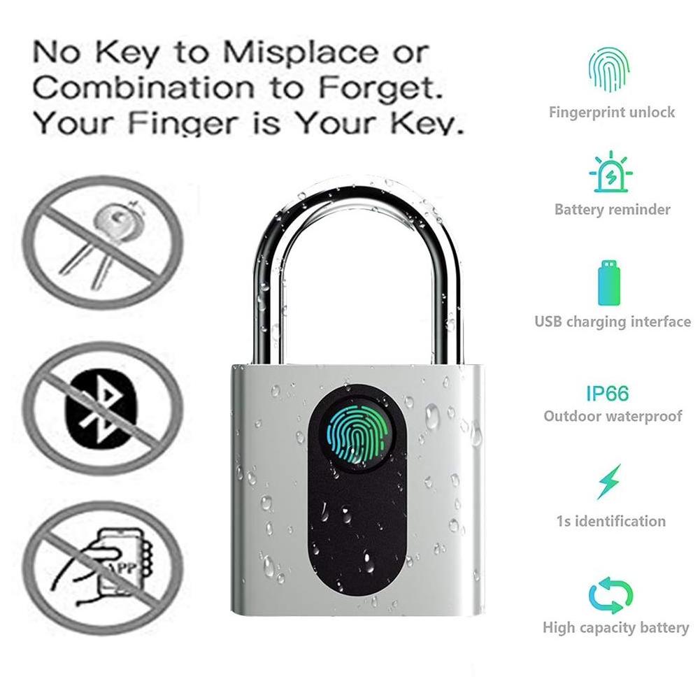 IP66 Outdoor Waterproof Smart Digital Fingerprint Door lock/Smart Biometric Fingerprint Padlock